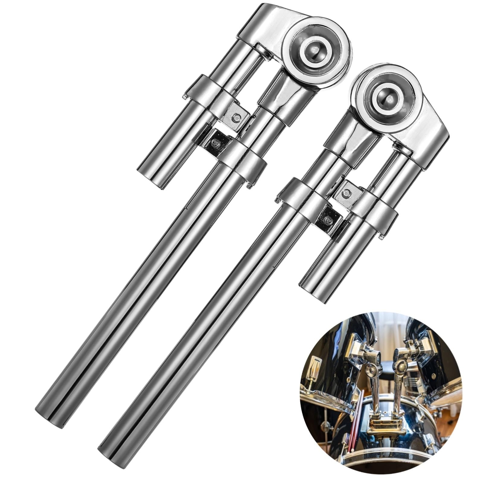 2 PCS Tom Drum Brackets, Tom Mount Holder Arm, Adjustable Tom Mounting Holder...