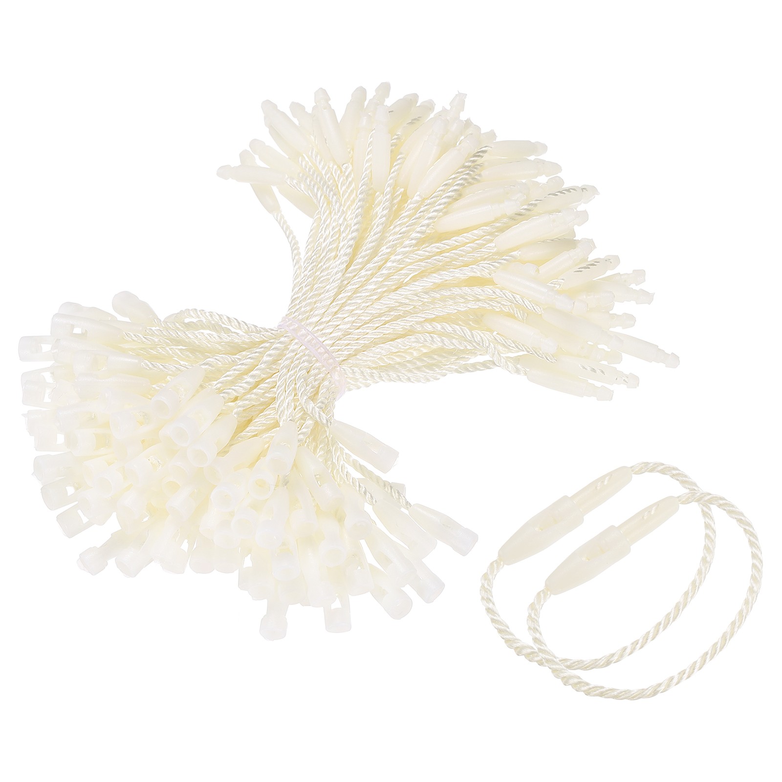 500 Pcs Polyester Hang Tag String 3" Snap Lock Pins Loop Fastener, Beige