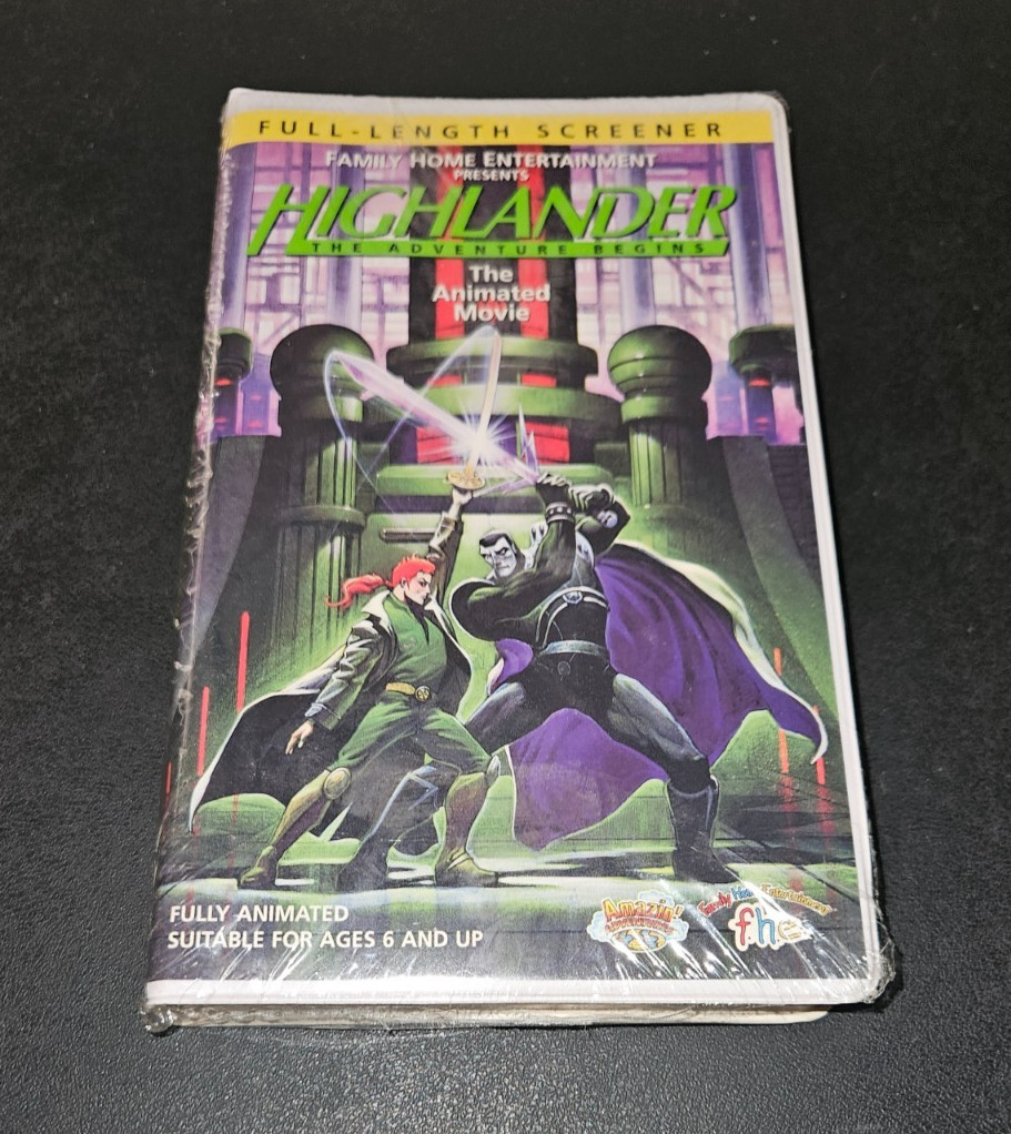 Highlander : The Adventure Begins (VHS, 1996) Rare Screener Animated Brand New