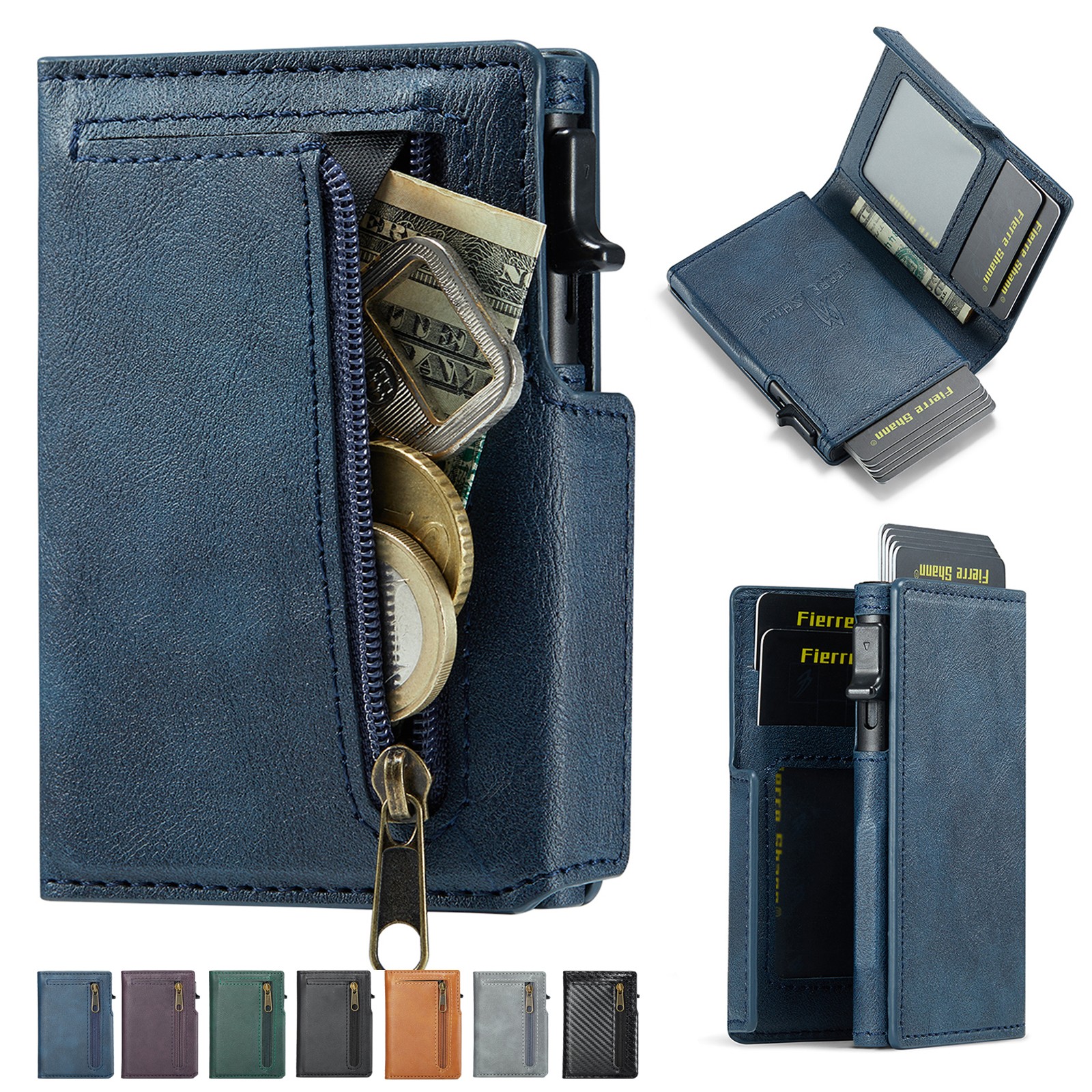 Magnetic Flip PU Leather Zipper Wallet Card Holder Pocket For Mag Safe Phone