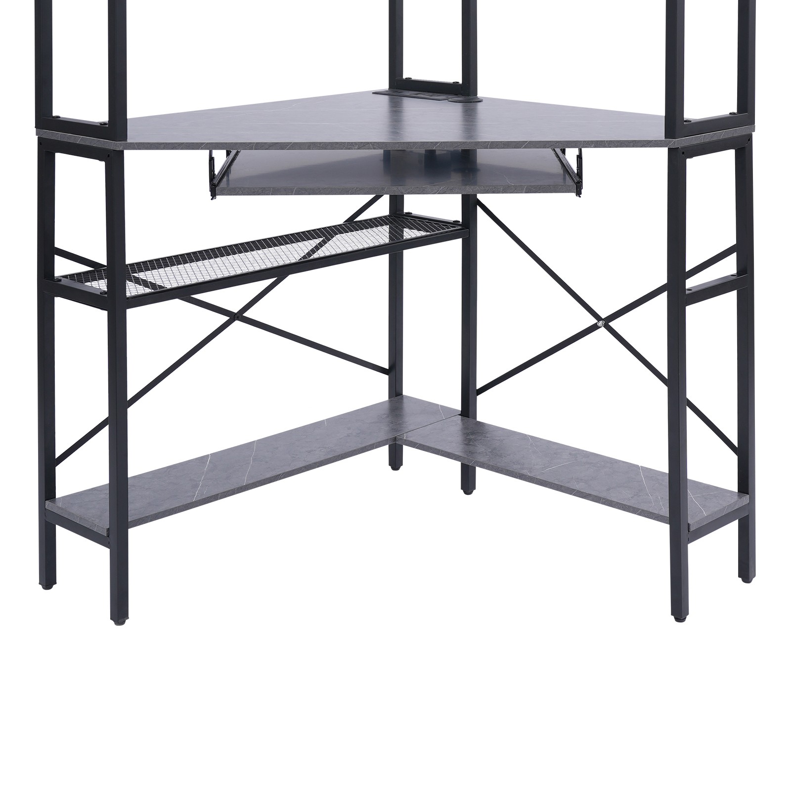 Corner Computer Desk With Led Lights & Power Outlets, L-shaped Gaming Desk