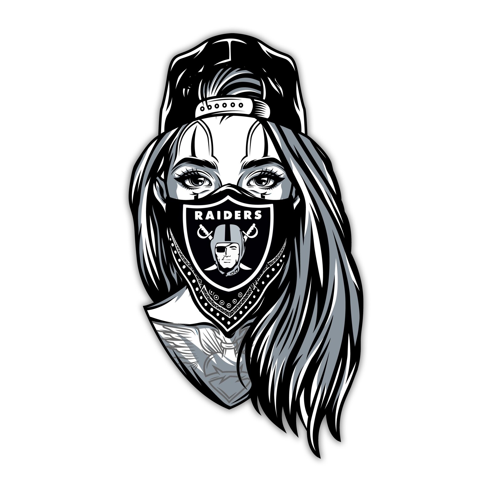 Las Vegas Raiders Sticker Decal Oakland Raider Gangster Girl Vinyl Mask Bandana
