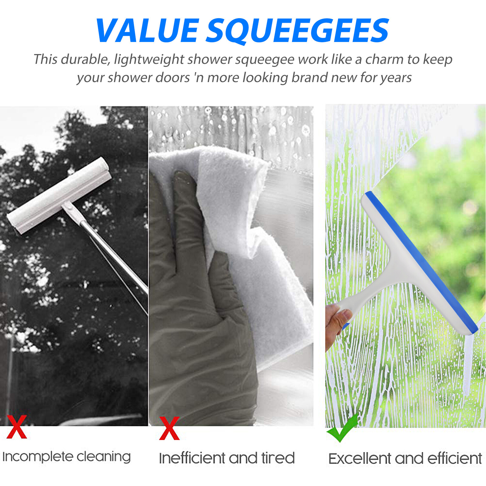 Window Mirror Car Windshield Squeegee Shower Glass Wiper Kitchen House Clean Lot