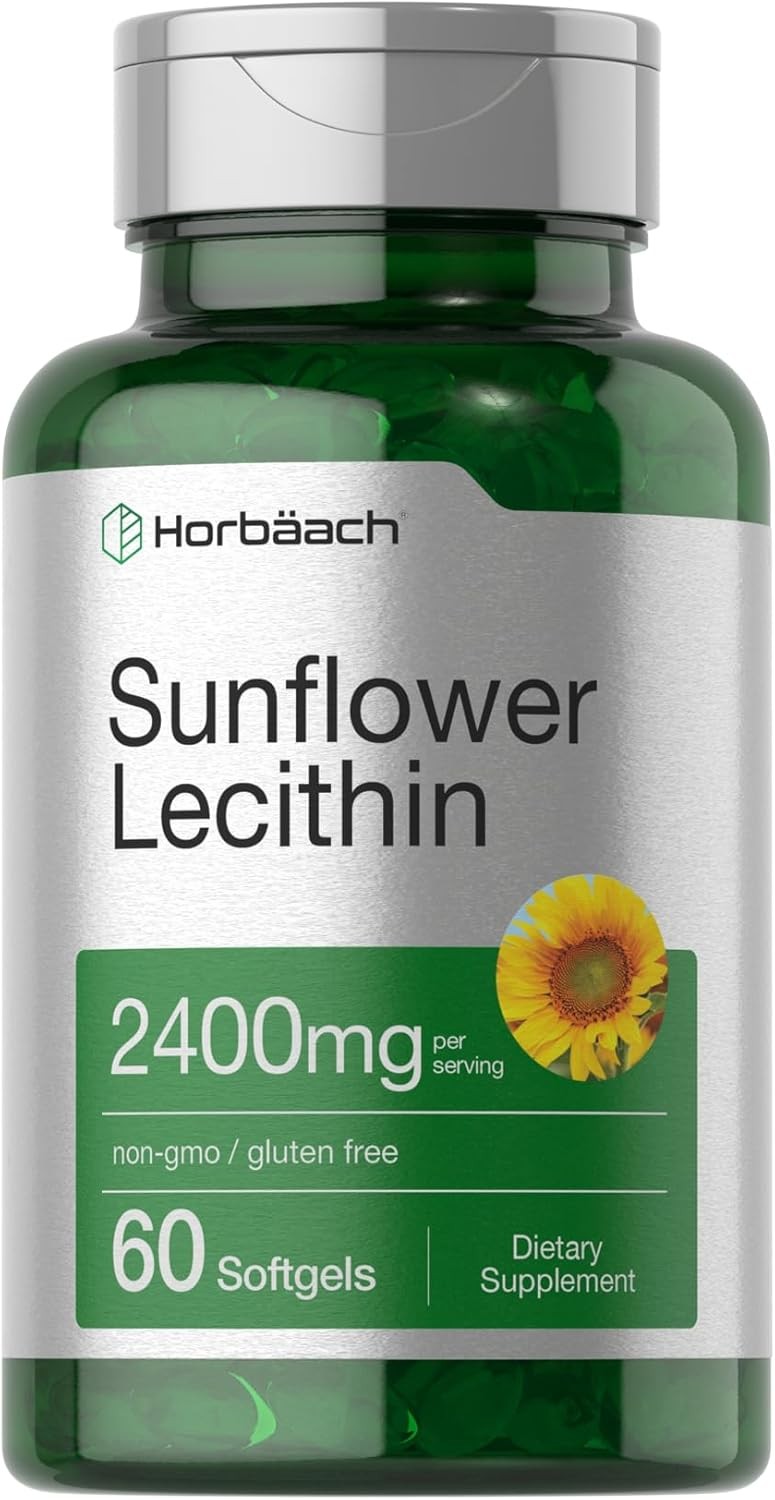Horbäach Sunflower Lecithin Softgel Capsules | 2400mg | 60 Pills | Naturally...