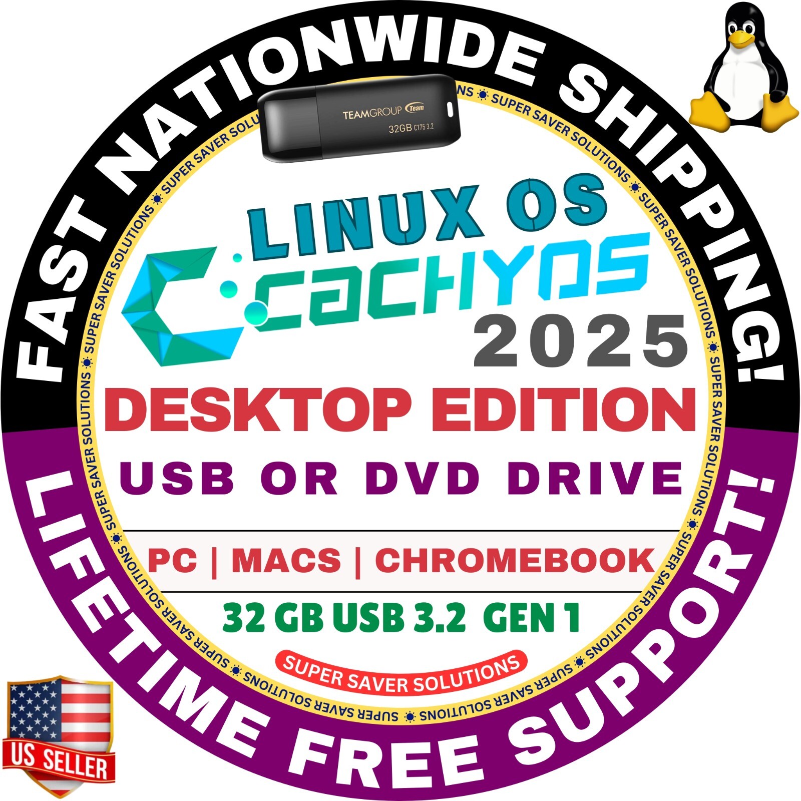 CACHY OS LINUX OS KDE PLASMA / DESKTOP EDITION / LIVE BOOT DVD USB FULL CACHYOS