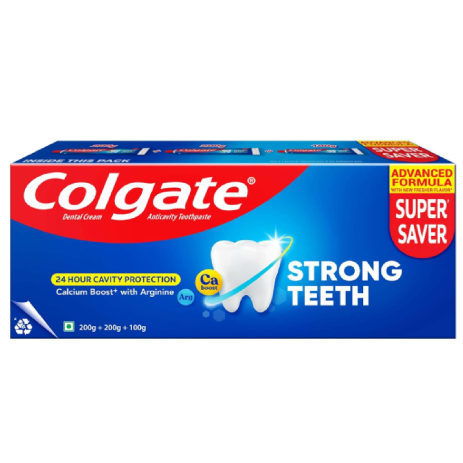 Colgate Strong Teeth Toothpaste 500g (200g+200g+100g)