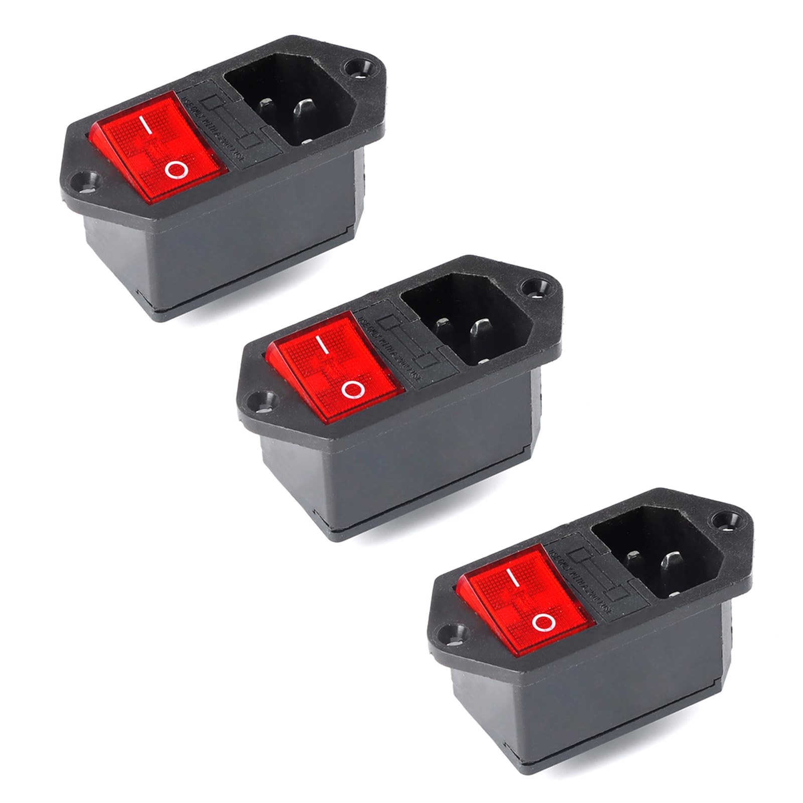 3Pcs AC-14-F16C Electrical Switch Power Socket with KCD4 10A Fuse 3 in 1 Inte...