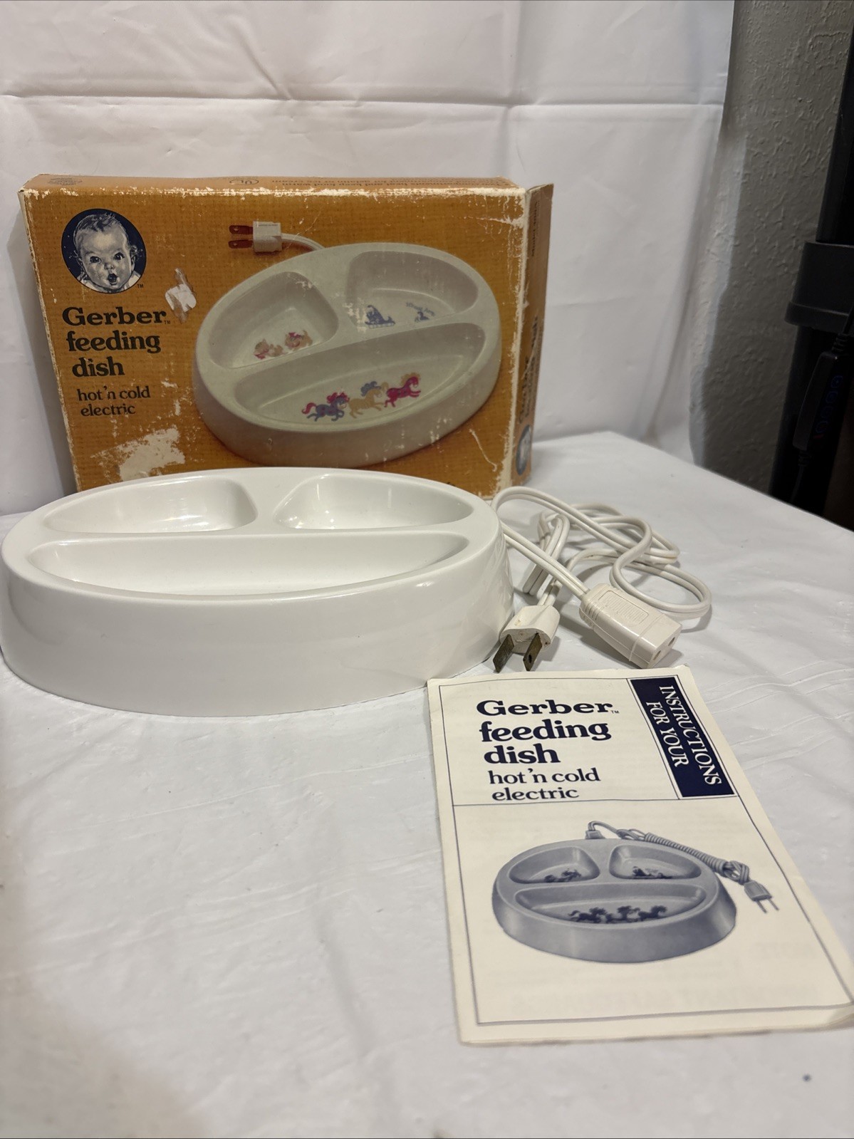 VTG HOT COLD BABY FEEDING DISH GERBER ELECTRIC FOOD WARMER 488A Animals Box