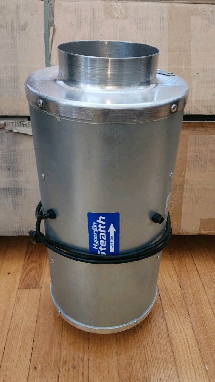 Hyperfan Stealth 6" Silenced Inline Duct Grow Fan, NO Speed Controller. Used