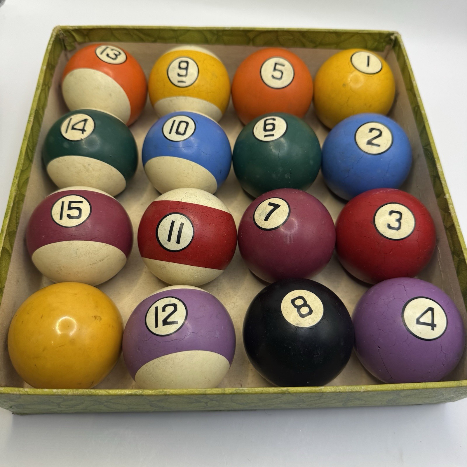VTG Hyatt Fancy Pocket Billiard Balls Albany Billiard Ball Co. Complete Set