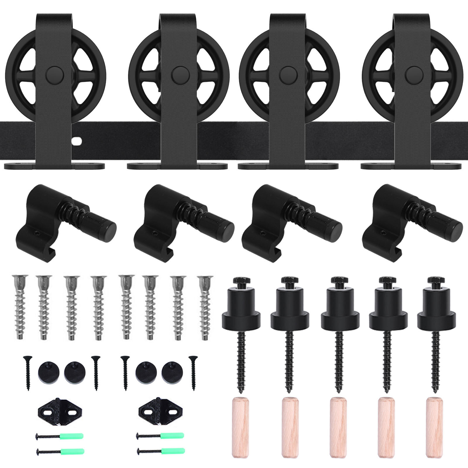 4FT-20FT Medium Wheel Roller Sliding Barn Door Hardware Kit Single/Double Door