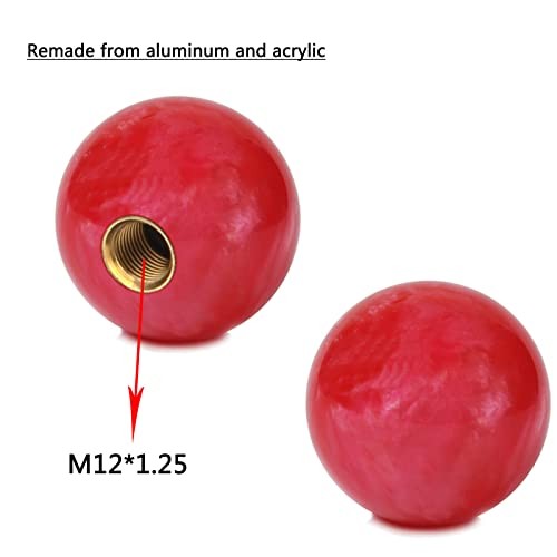 Shift knob Round Ball Marble Style Universal for Manual Automatic Vehicles Red