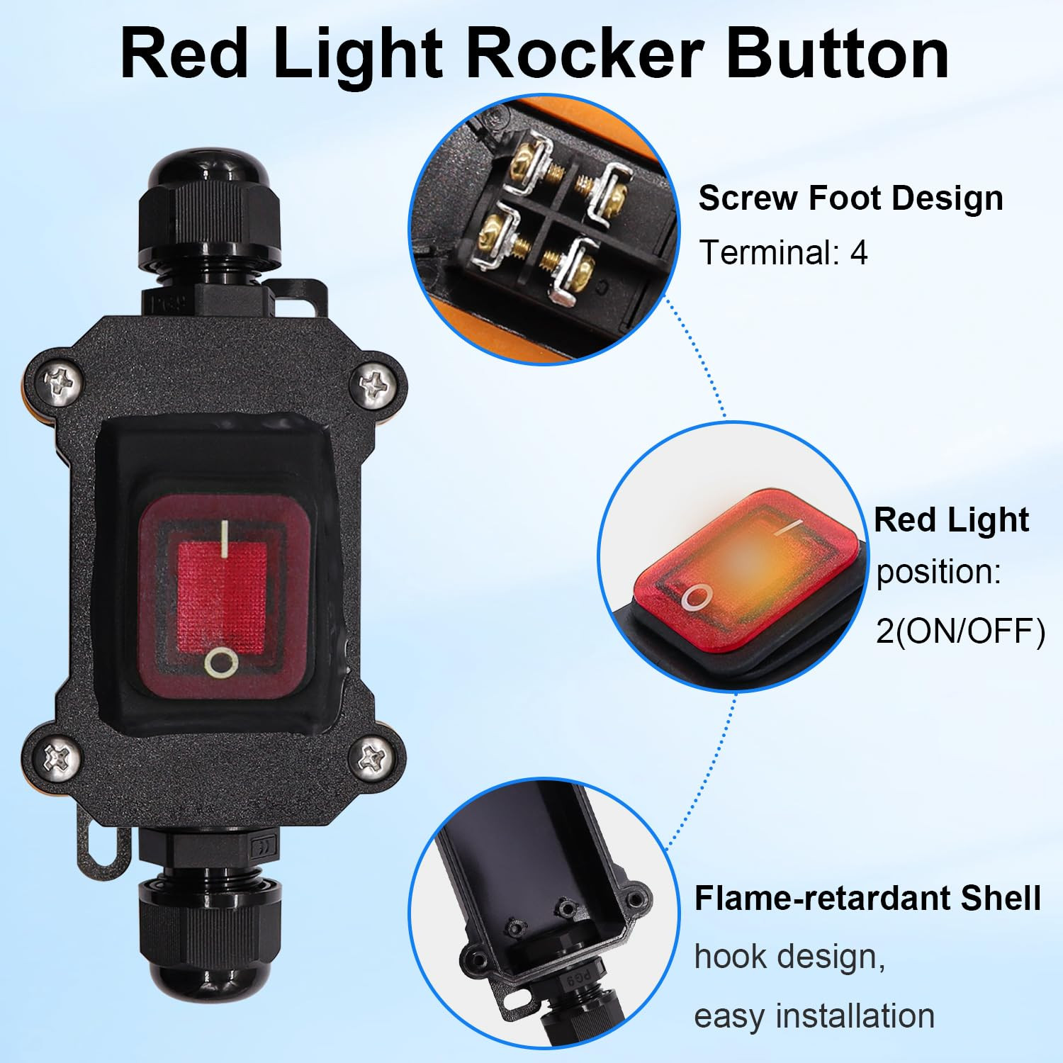 IP67 Waterproof Inline Switch 12V DC 20A 4Pin 2 Position On/Off Toggle Switch