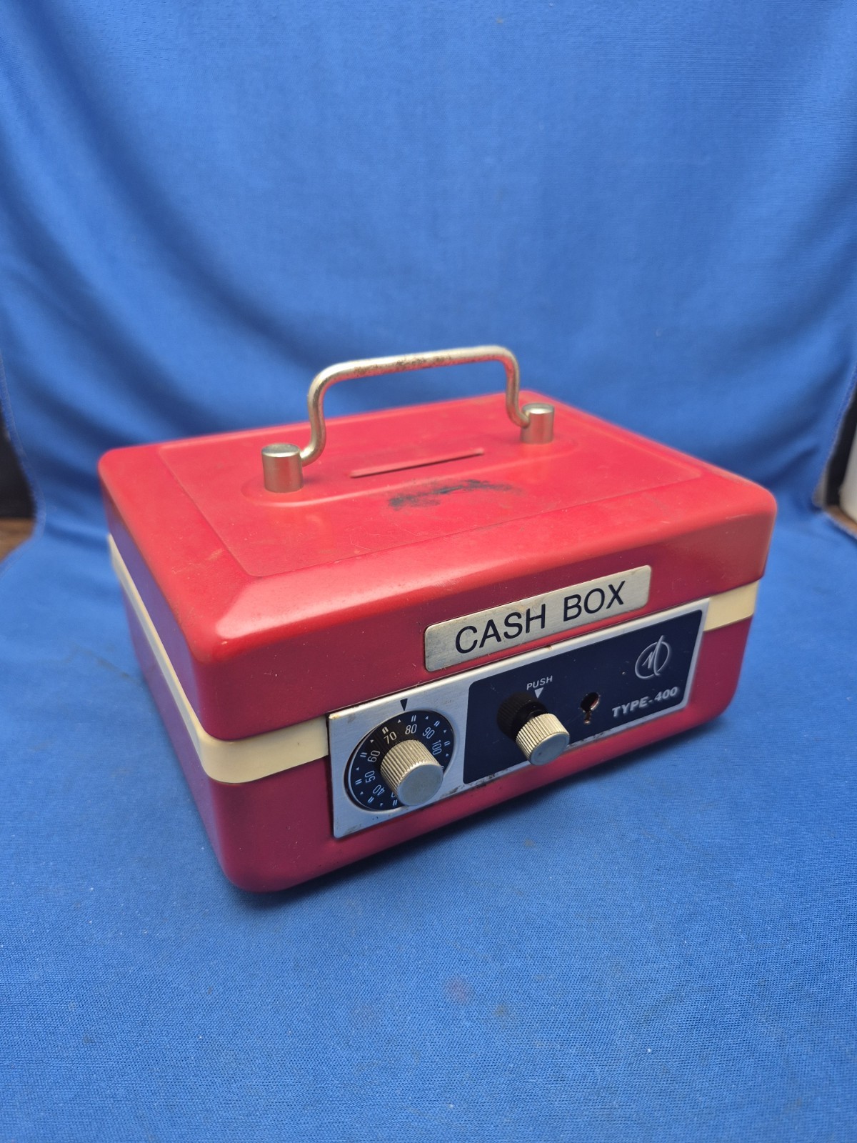 Cash Box Red Metal Locking No Key No Tray