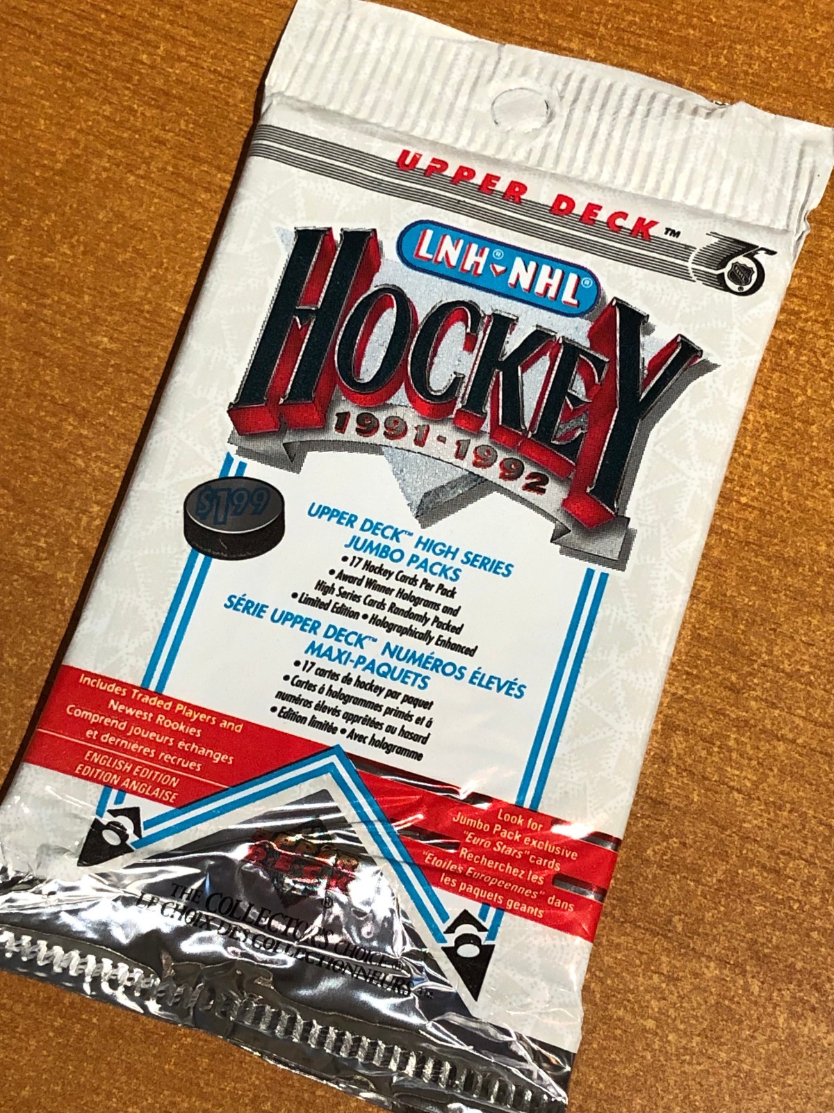 1991-92 Upper Deck High Series Hockey Jumbo Pack Unopened Canadian English