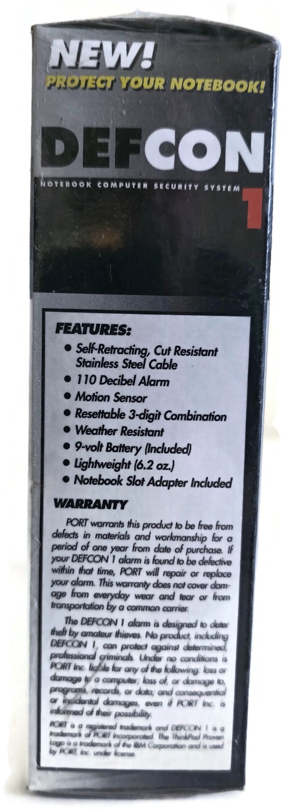 DEFCON 1 NOTEBOOK COMPUTER SECURITY SYSTEM WITH ANTI-THEFT ALARM SEL0400