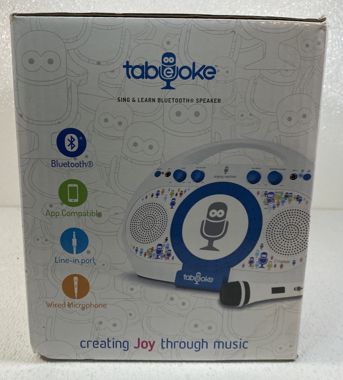 THE SINGING MACHINE TABEOKE PORTABLE BLUETOOTH KARAOKE SYSTEM, WHITE New