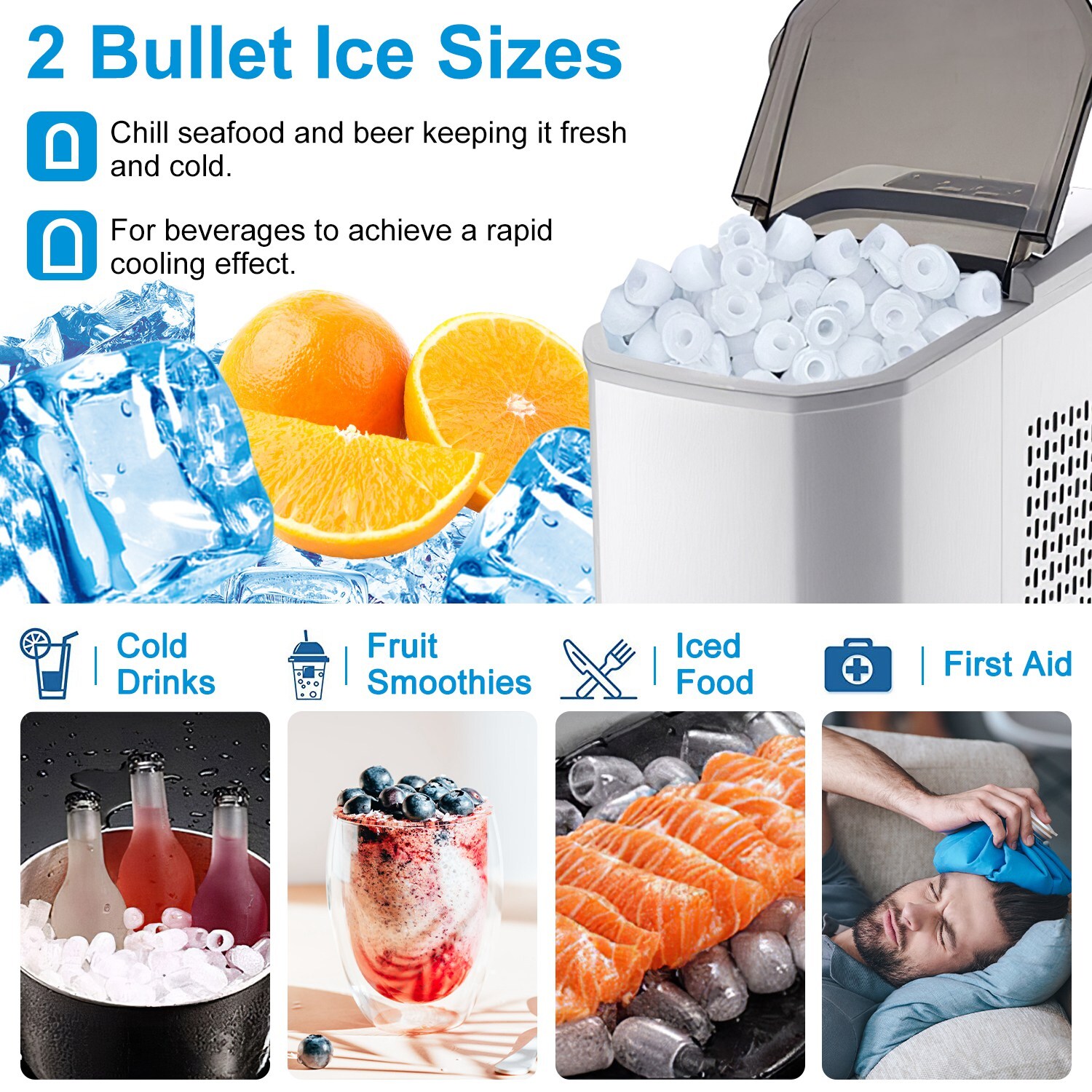 Countertop Ice Maker Machine 33Lbs/24H Self-cleaning with Ice Scoop and Basket
