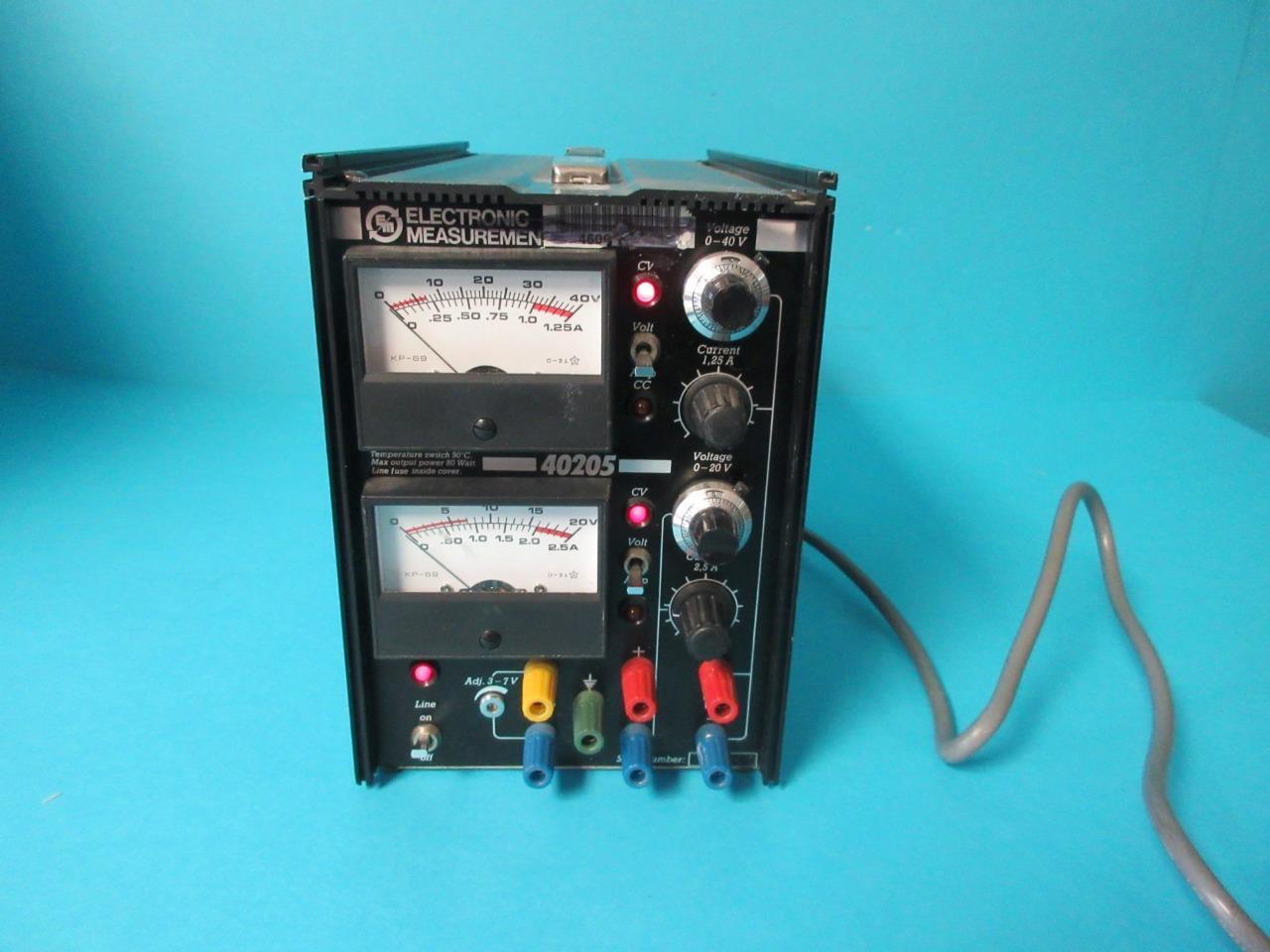 Electronic Measurement EMI Variable Output Power Supply Mdl 40205 Works Tested