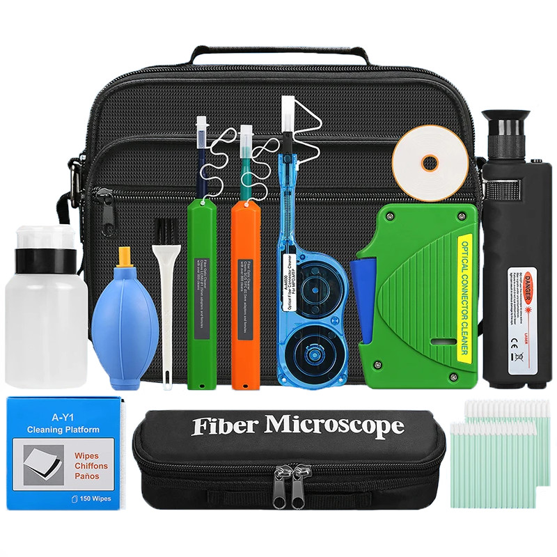 FTTH 400x Optical fiber microscope kit SC/FC/ST/LC Fiber end face cleaning tool