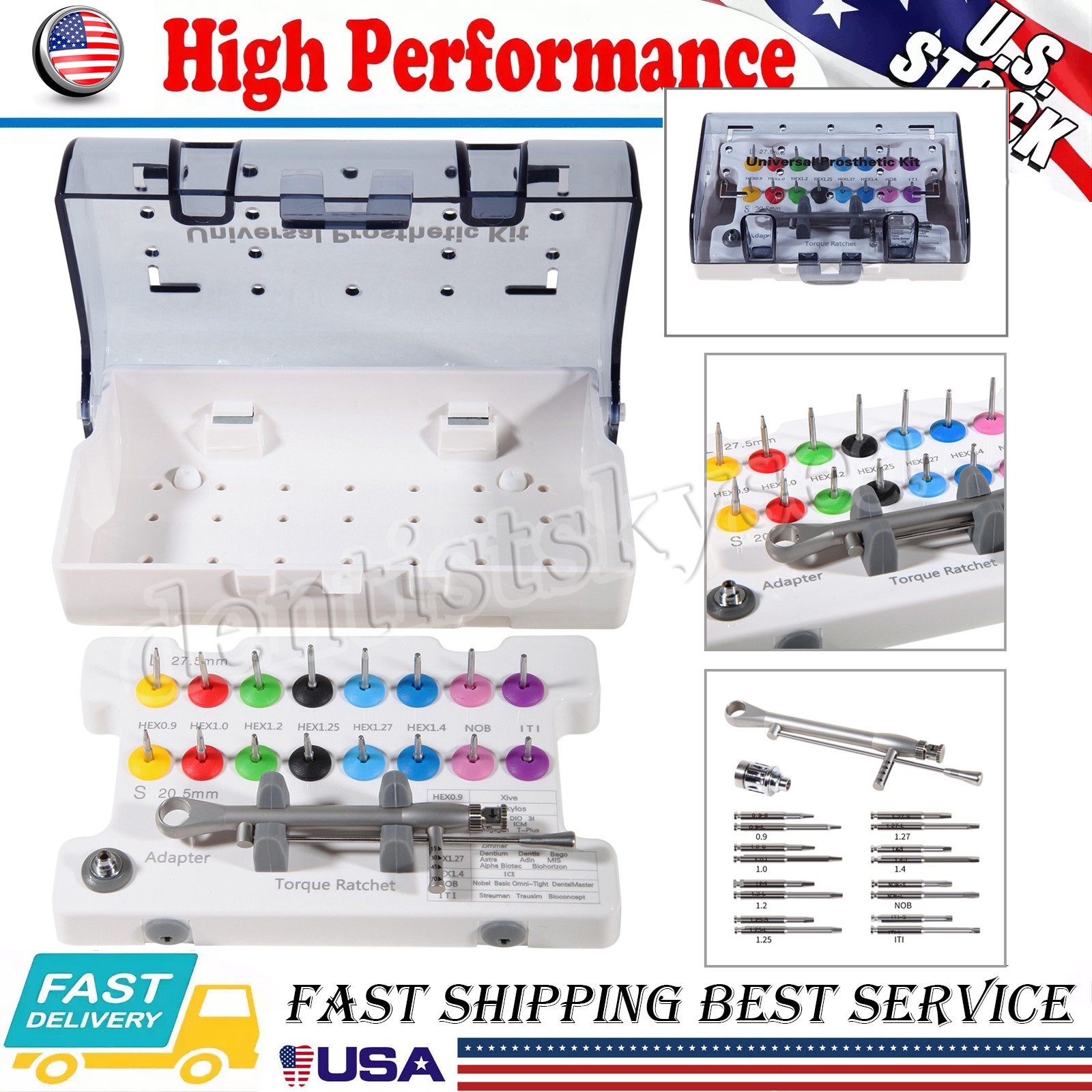 Universal Implant Prosthetic Kit Screwdriver Hex Driver Torque Wrench 16 drivers