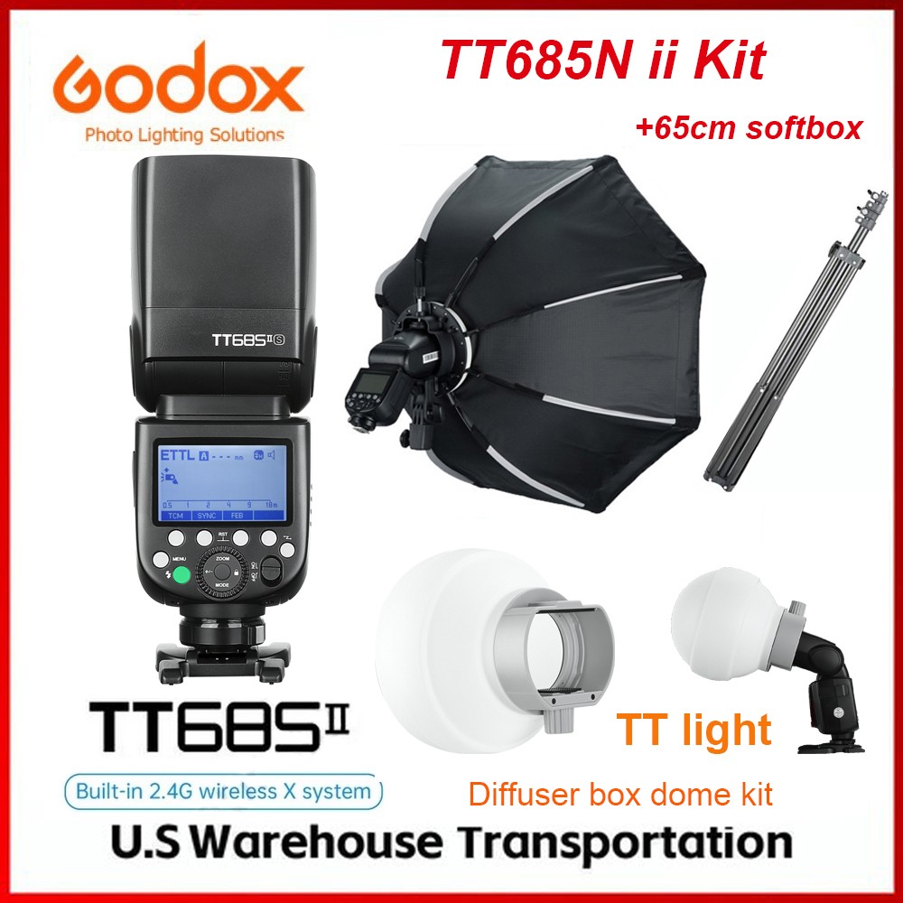 Godox TT685II-N+65cm softbox+ML-CD15 2.4G TTL 1/8000s Speedlite Flash KIT Nikon