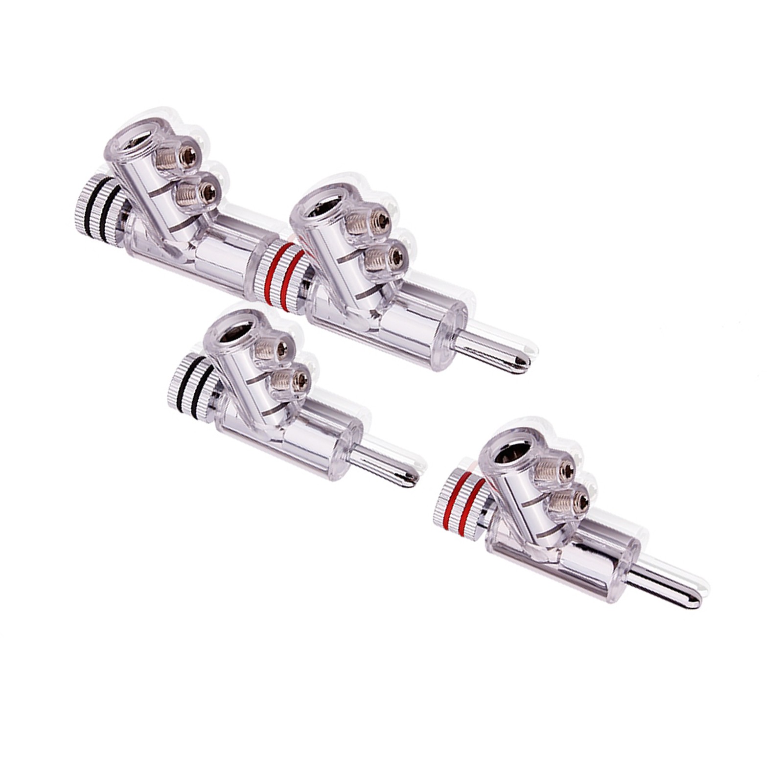 4Pack Hi-End Rhodium Gold Plated Screw Lock Speaker Cable Banana Plug Connector