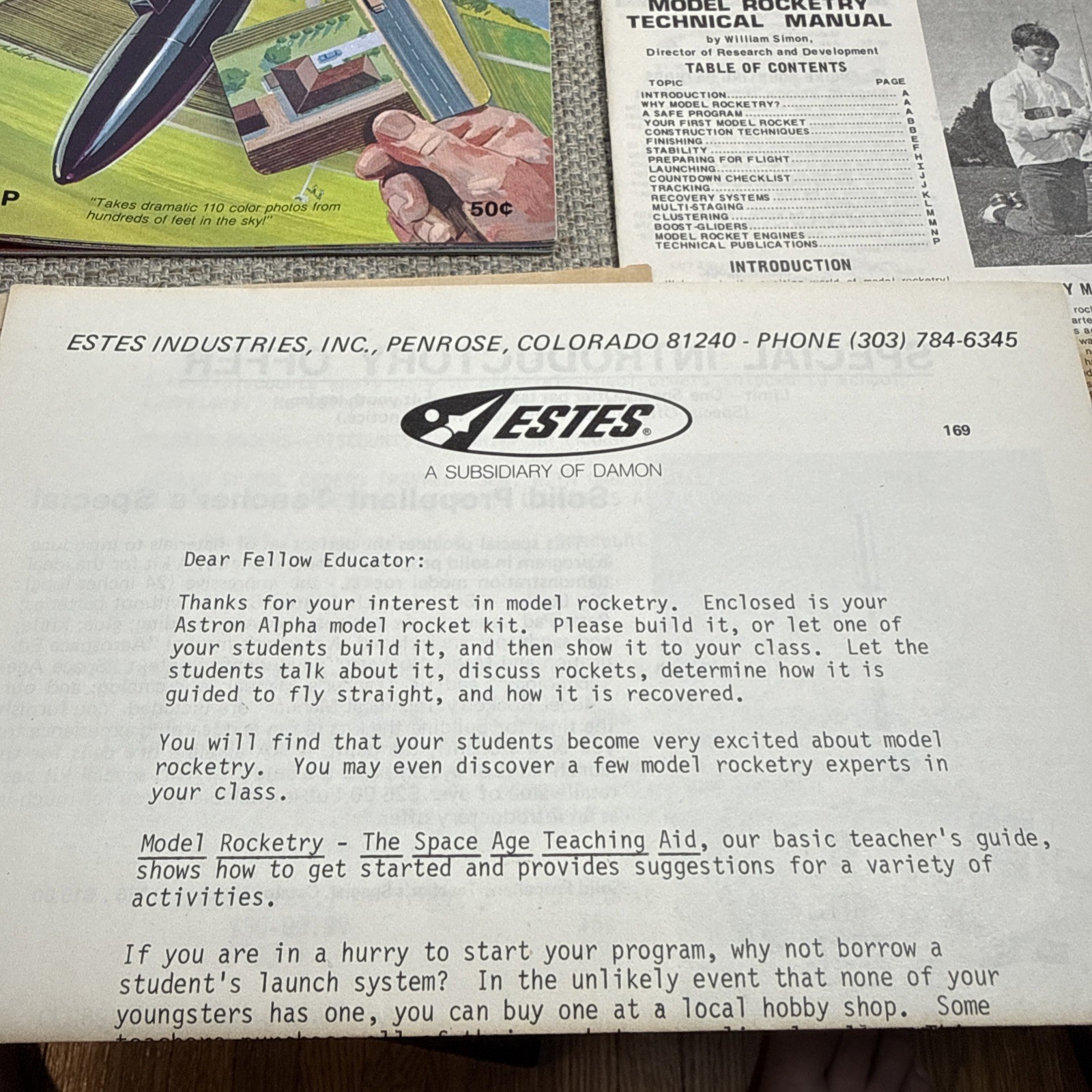 Vintage ESTES Astron ALPHA Sealed Rocket, with 1979 Catalog, Teaching Aide more!