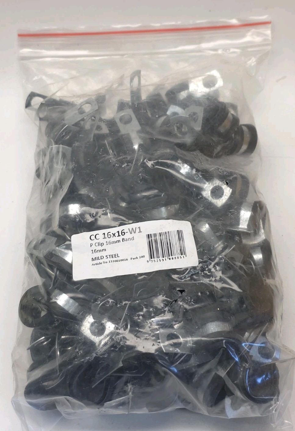 100 x Global Clamps Kale CC 16x16-W1 P Clips - 16mm Dia x 16mm Width x 10mm Hole