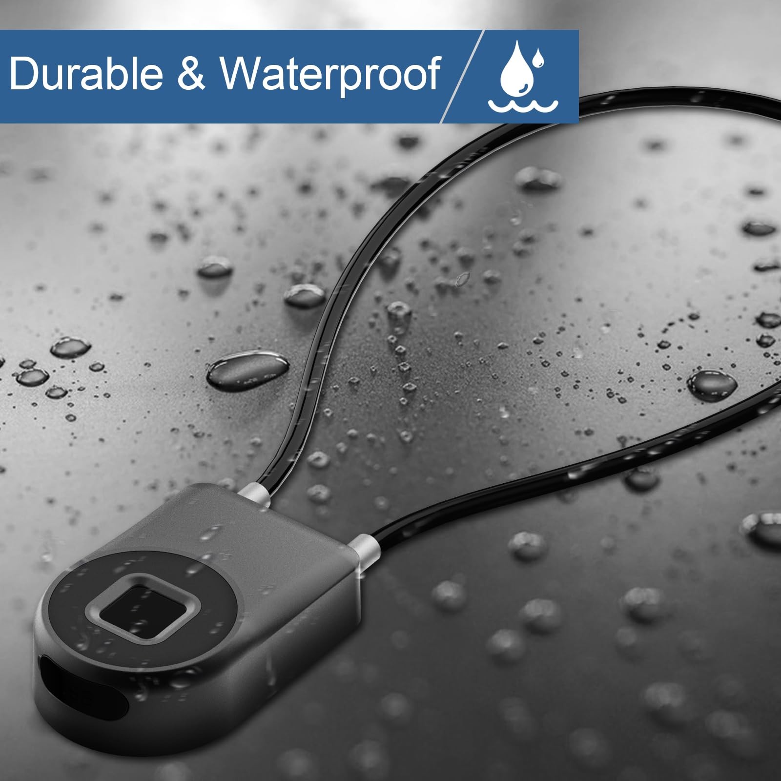 Dhiedas Fingerprint Cable Lock, Fridge Locks with Bluetooth Black