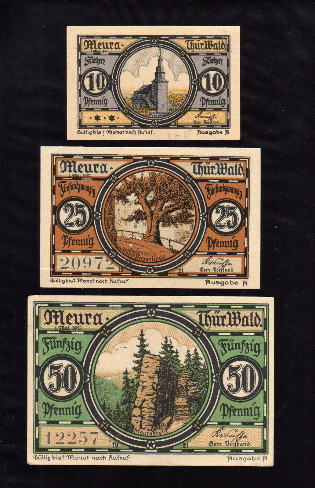 MEURA - GERMANY NOTGELD -    10, 25, 50 PFENNIG