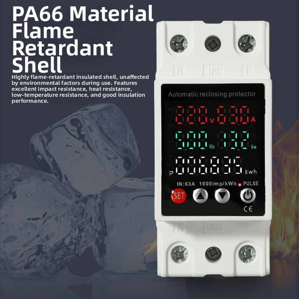 Electric Meter Voltage Protector AC 80V-300V 63A Automatic Disconnect Recovery