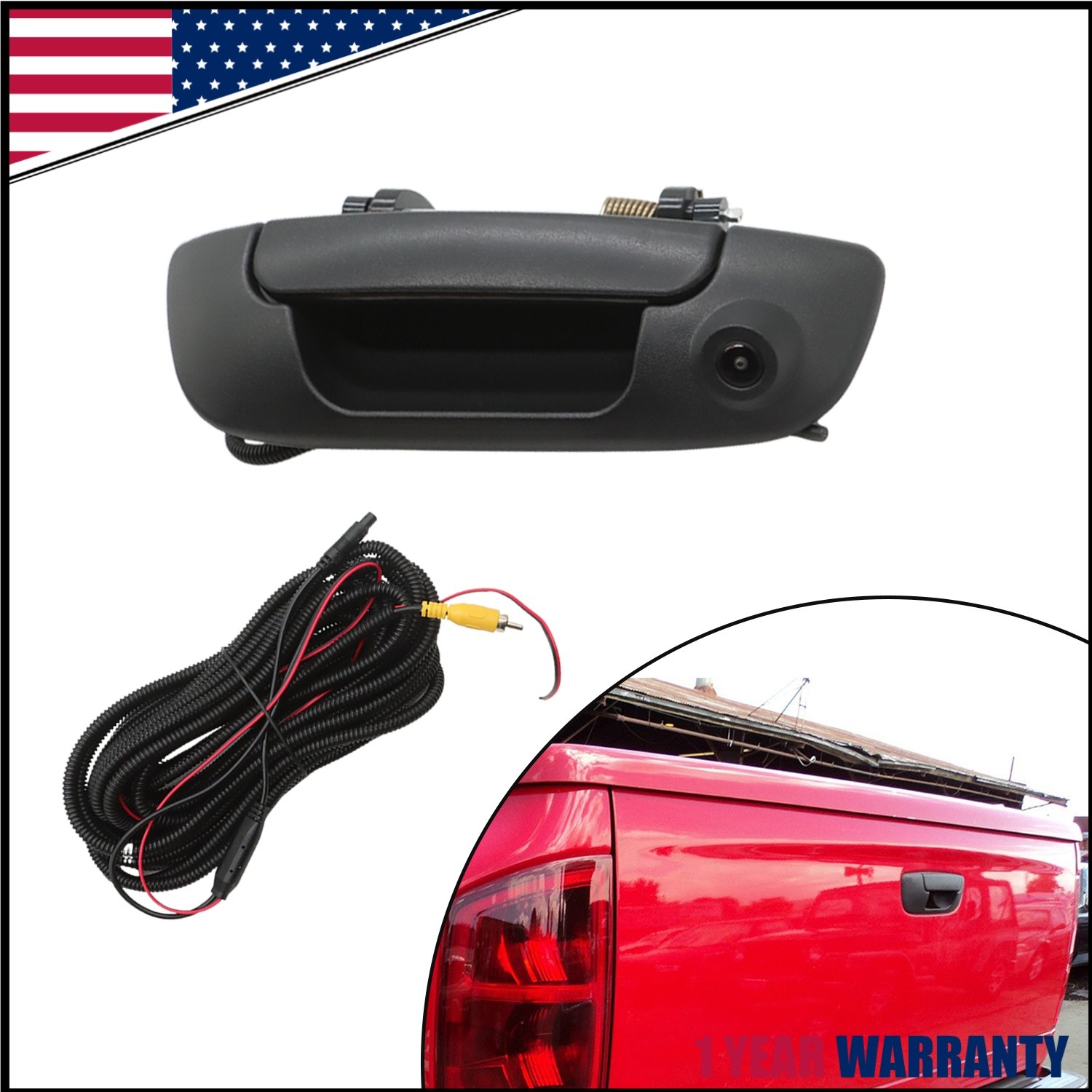 For Dodge Ram 2002-2008 Tailgate Handle Rear Backup Camera Parking Kit with Wire