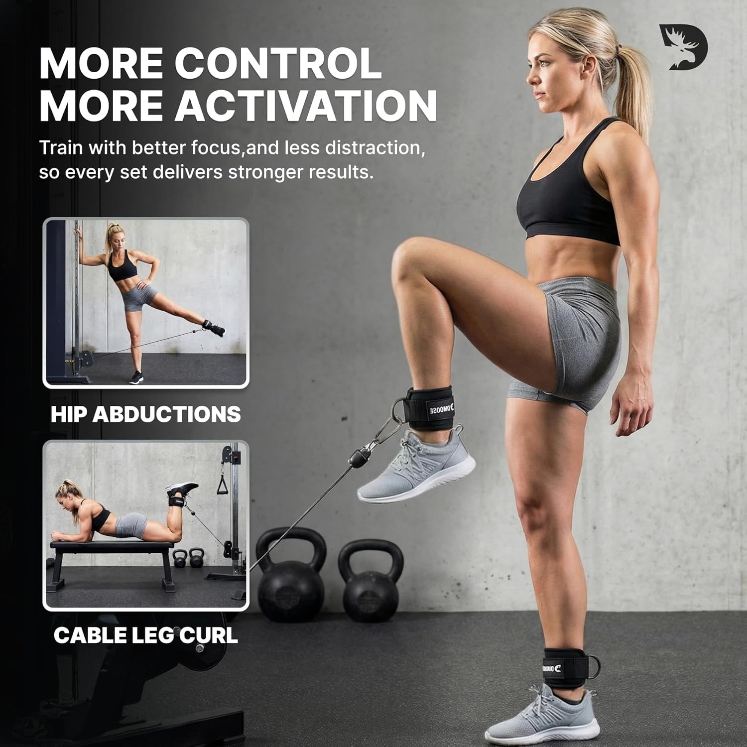 Ankle Strap for Cable Machine - One Size Fit with Premium Padding Cuffs, Ankle B
