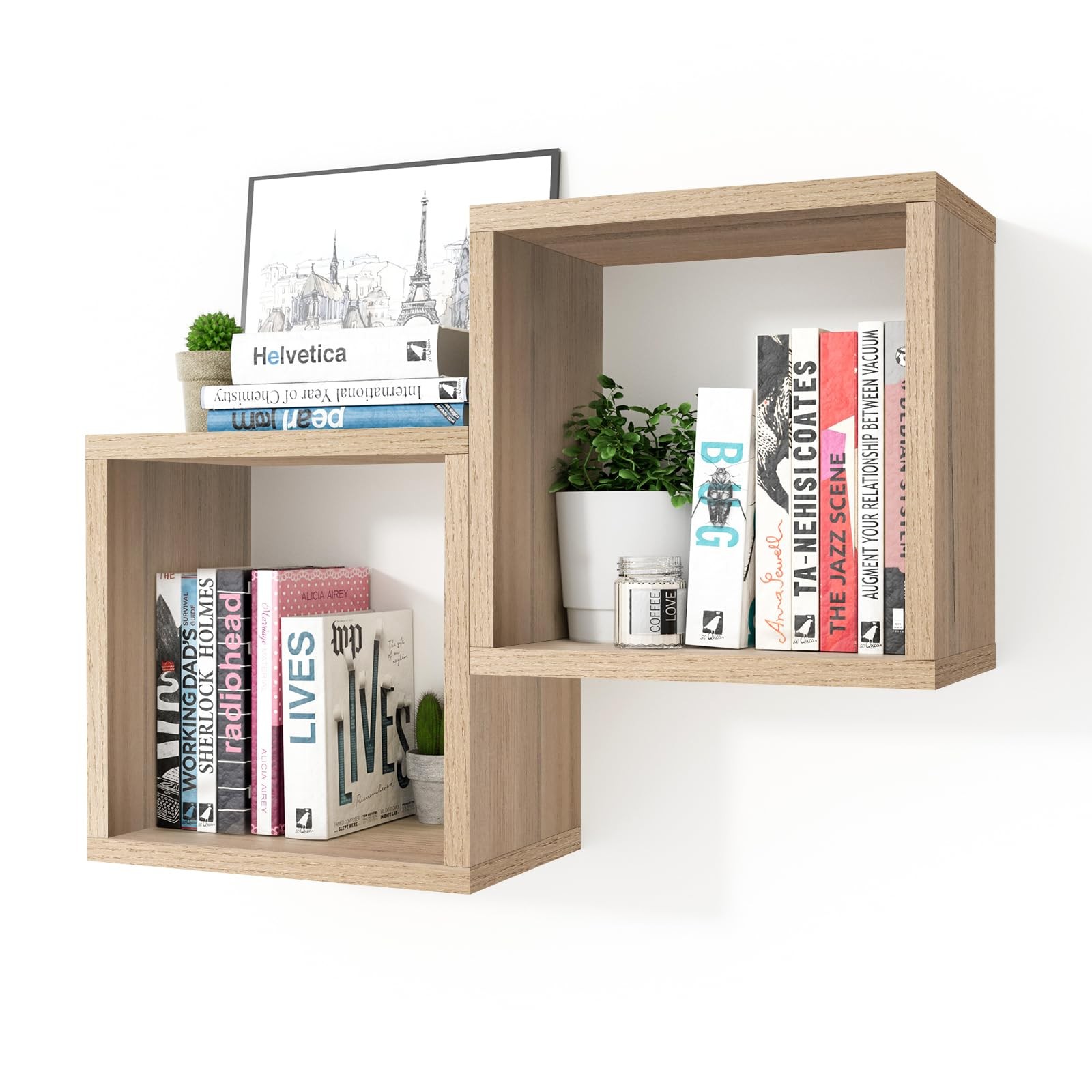 Cube Floating Shelves Set2, Display Shelves Wall Mount 7.75" D x 12.5" W x 12...