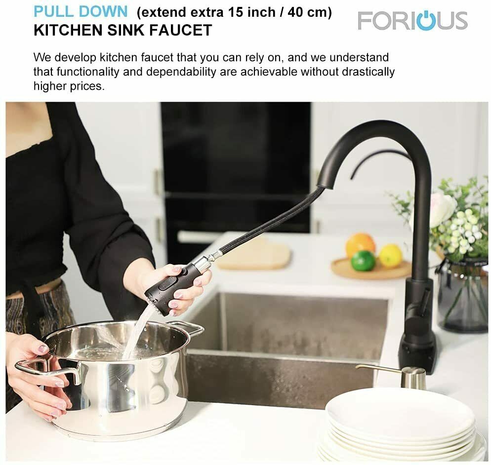 Kitchen Sink Faucet Pull Down Sprayer Swivel Single Handle Pull Out Mixer Taps