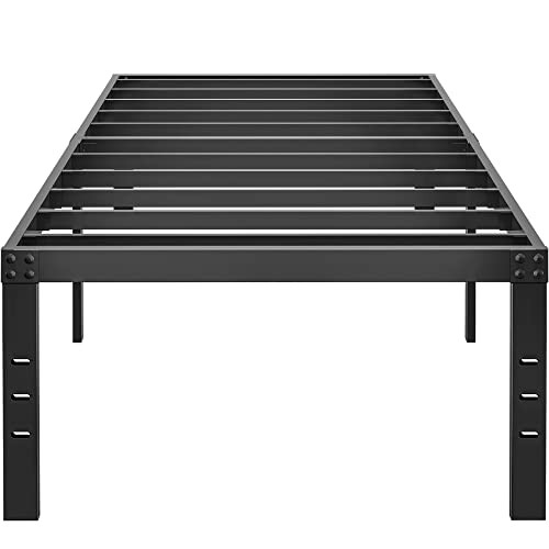 Metal Bed Frame No Box Spring Needed - Easy Assembly Heavy Duty Twin 18 Inch