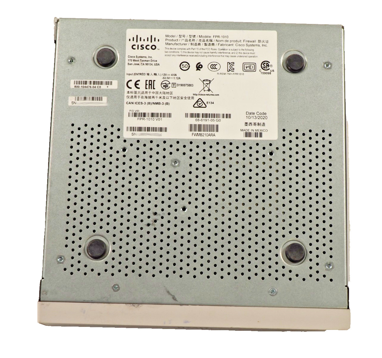 Cisco Firepower 1000 Series FRP-1010 Network Security Firewall Appliance NO PSU