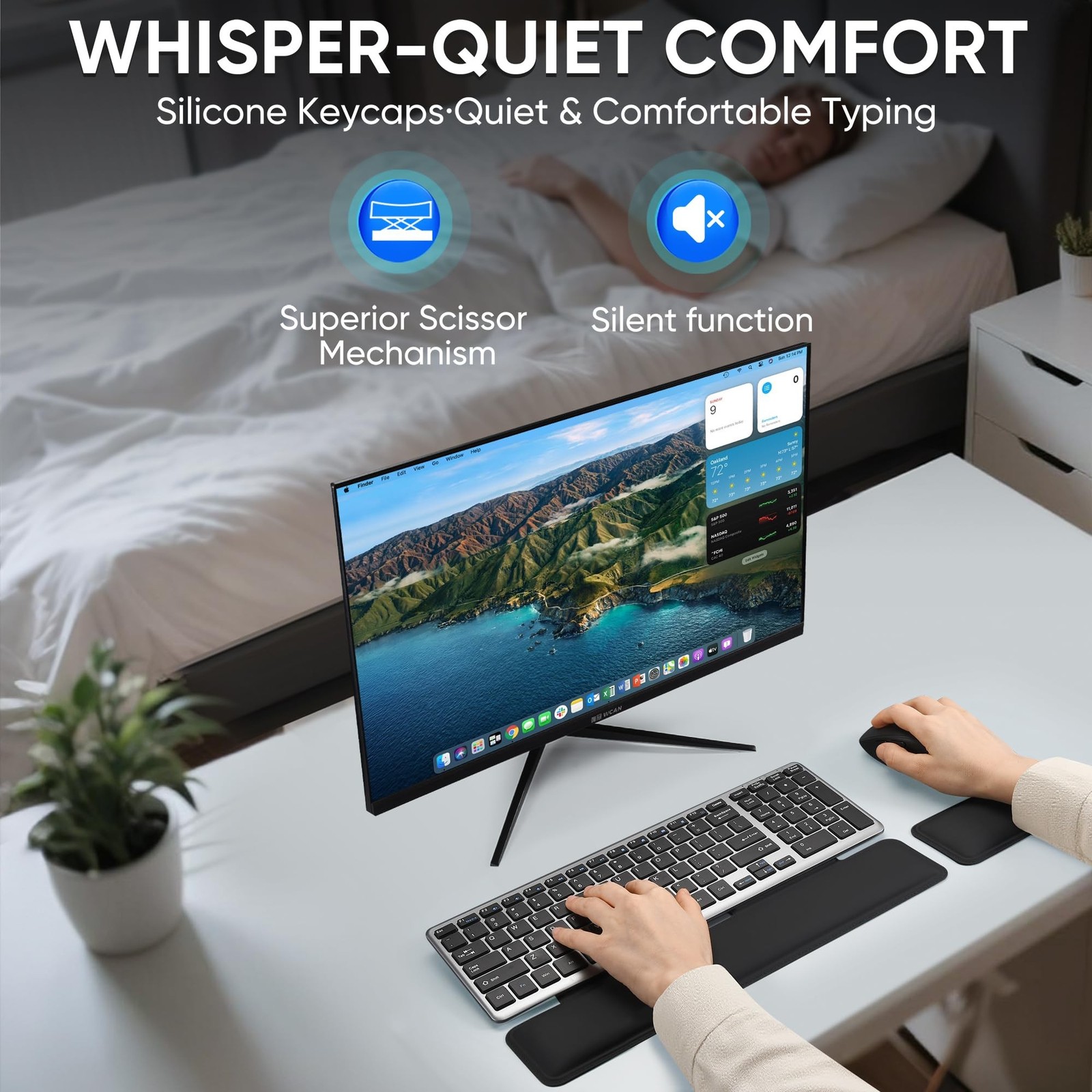 Wireless Keyboard and Mouse Combo, Full Size Silent Ultra Thin Keyboard with ...