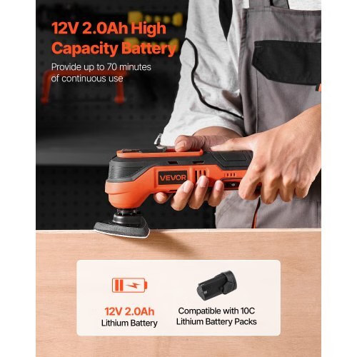 Cordless Oscillating Tool, 12V Multitool Oscillating Saw Tool with 6 Variable S