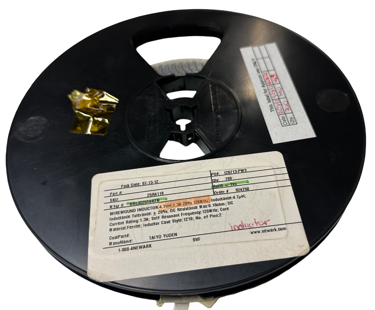 Reel of 463 Taiyo Yuden BRL3225T4R7M Wirewound Inductor 4.7µH 1.3A ±20% 1210 SMD