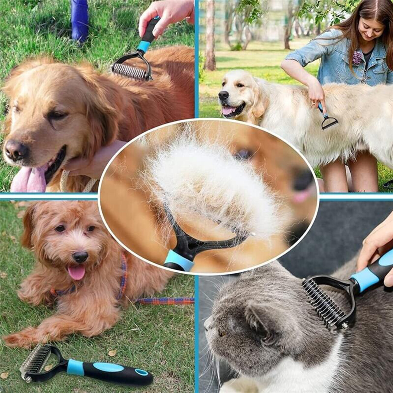 Pet Cat Dog Hair Fur Shedding Trimmer Grooming Dematting Rake Comb Brush Tool