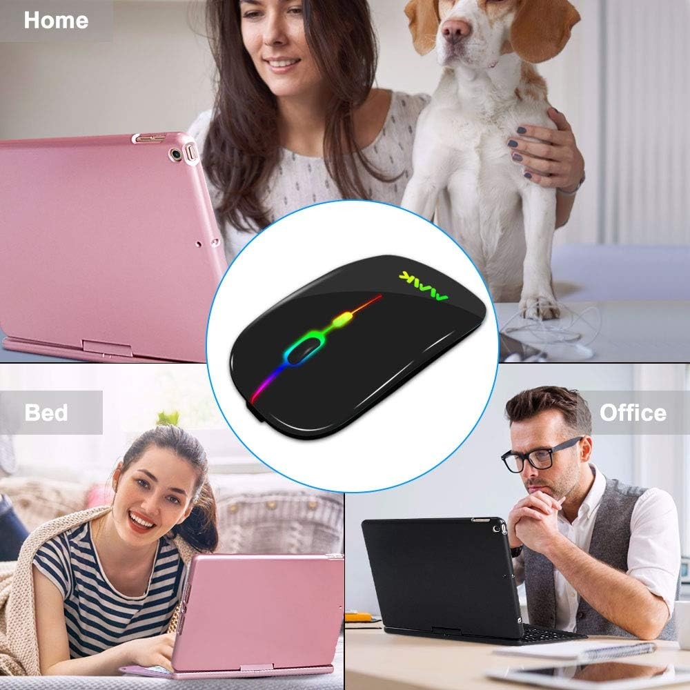 Wireless Bluetooth Mouse Rechargeable Dual Mode LED 2.4G USB PC Mac Laptop