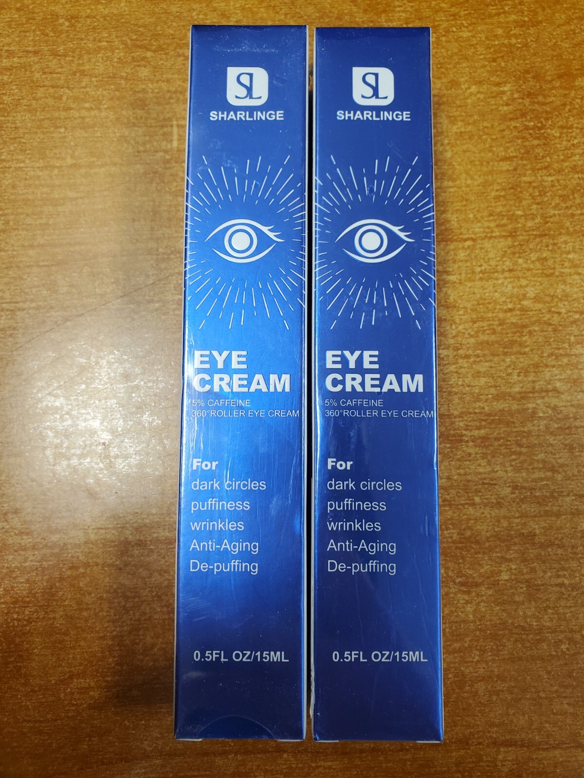 2 Pack: Sharlinge Eye Cream 5% Caffeine - 360 Roller - 0.5oz. Exp. 11/26 E15C