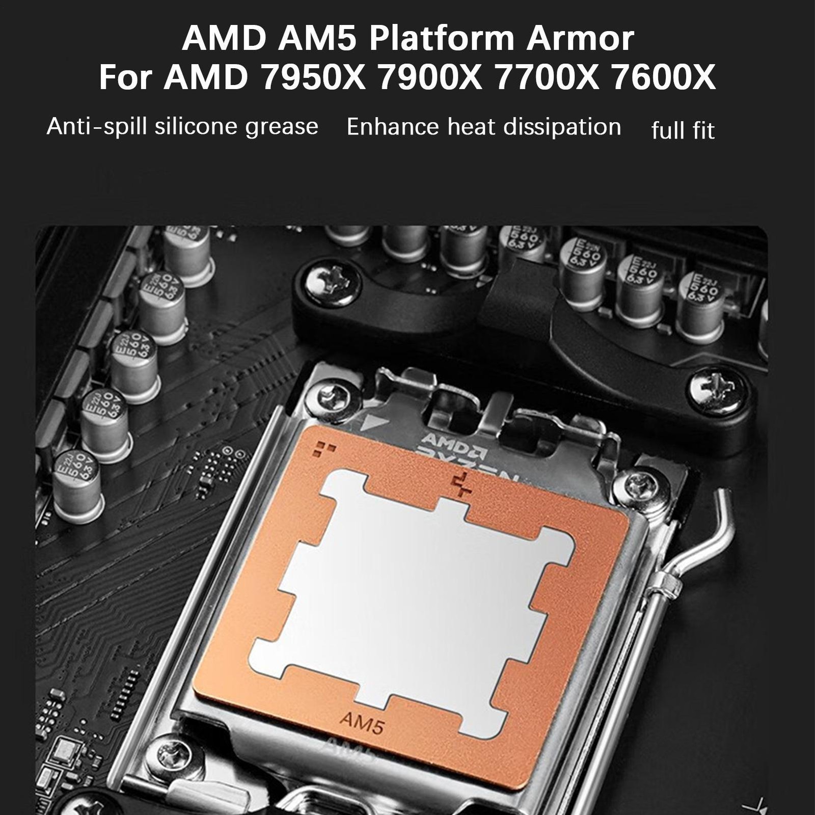 Metal CPU Thermal Pad AM5 CPU Guard Cooling Paste Protector For Laptop, Computer