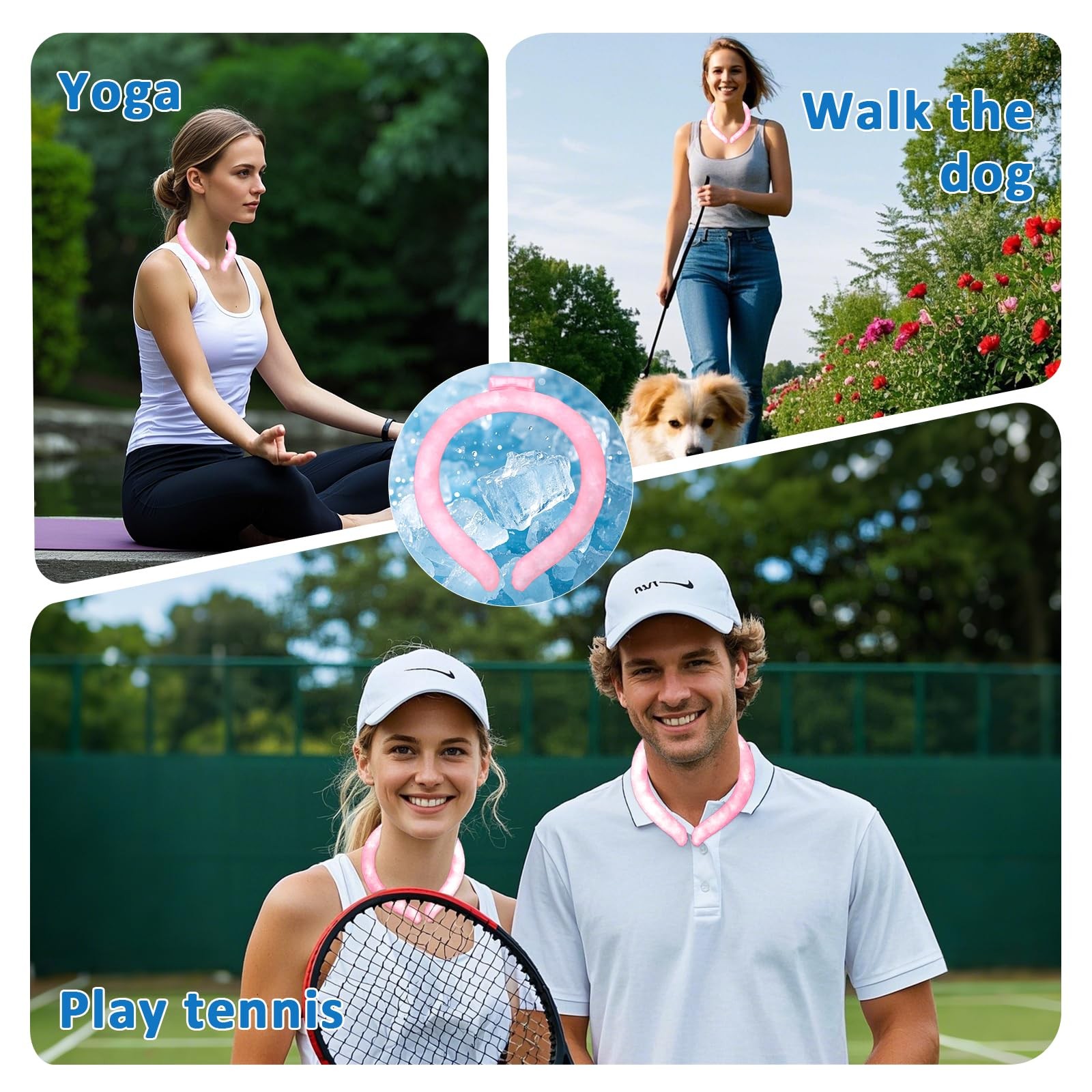 Reusable Cooling Ice Neck Collar, Adjustable Conventional size, Pink