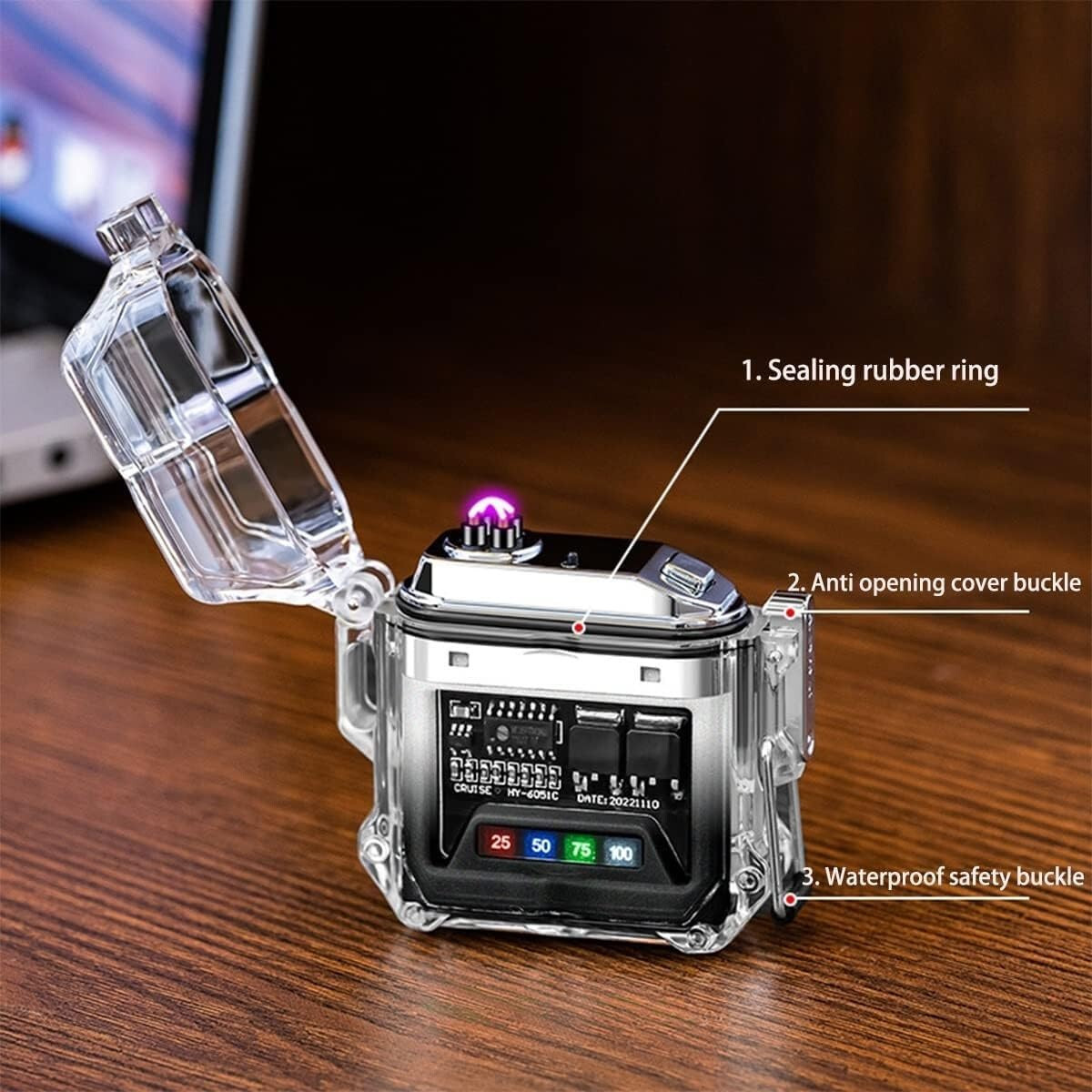 Plasma Electric Flameless Lighter USB Rechargeable Waterproof w/ Flashlight