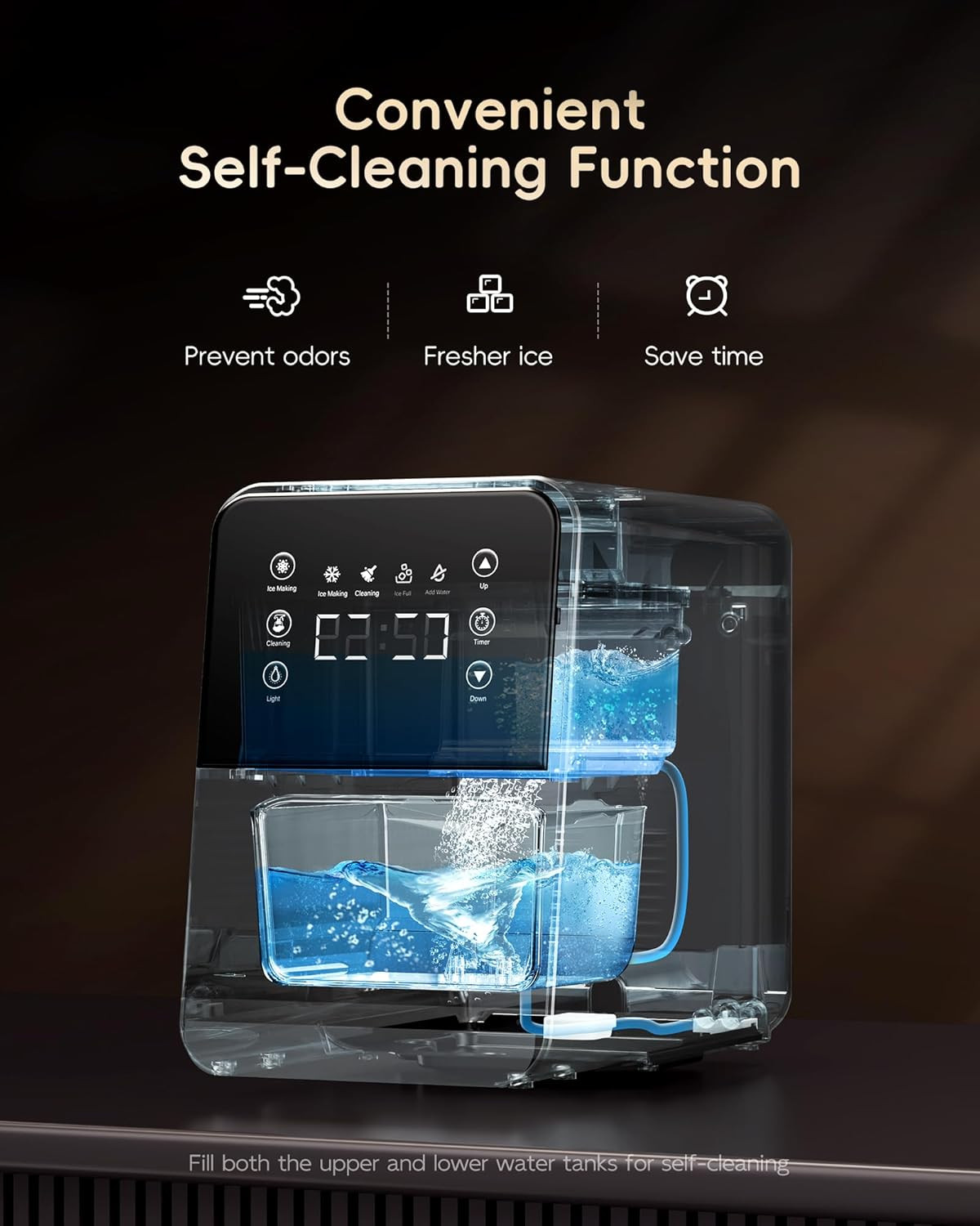 Nugget Ice Maker Countertop, 40Lbs/24H Chewable Pebble Ice, One-Touch Timer Cont