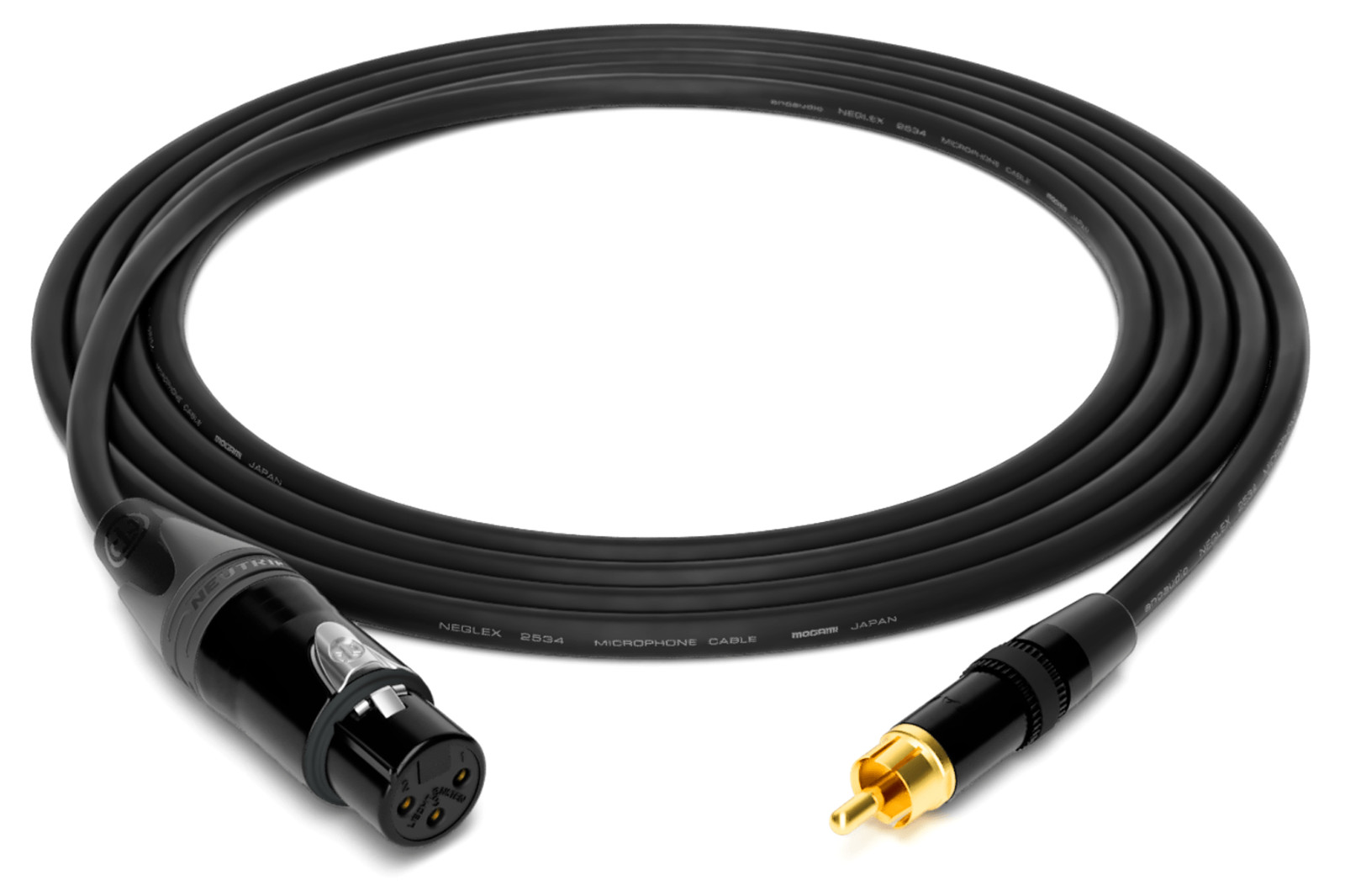1 to 25 Feet Mogami 2534 Neutrik Gold XLR-F to RCA balance Star Quad Audio Cable