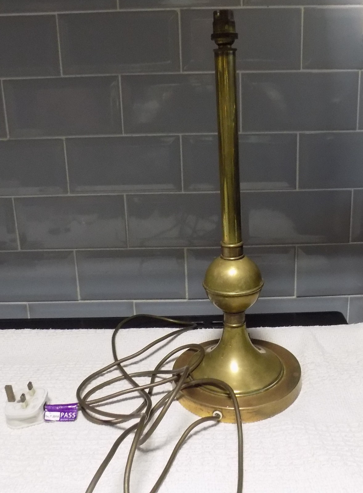 Vintage Brass Oil Lamp Converted To Electric Table Lamp 48cms Tall